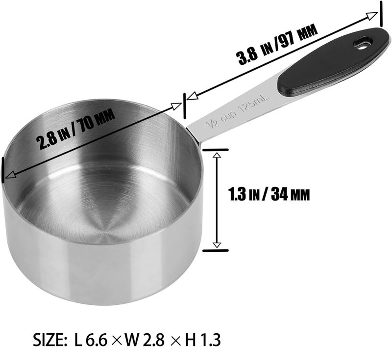 DOTINGHUX 1/2 Cup Magnetic Grips Stainless Steel Measuring Cup -1PCS - Image 2